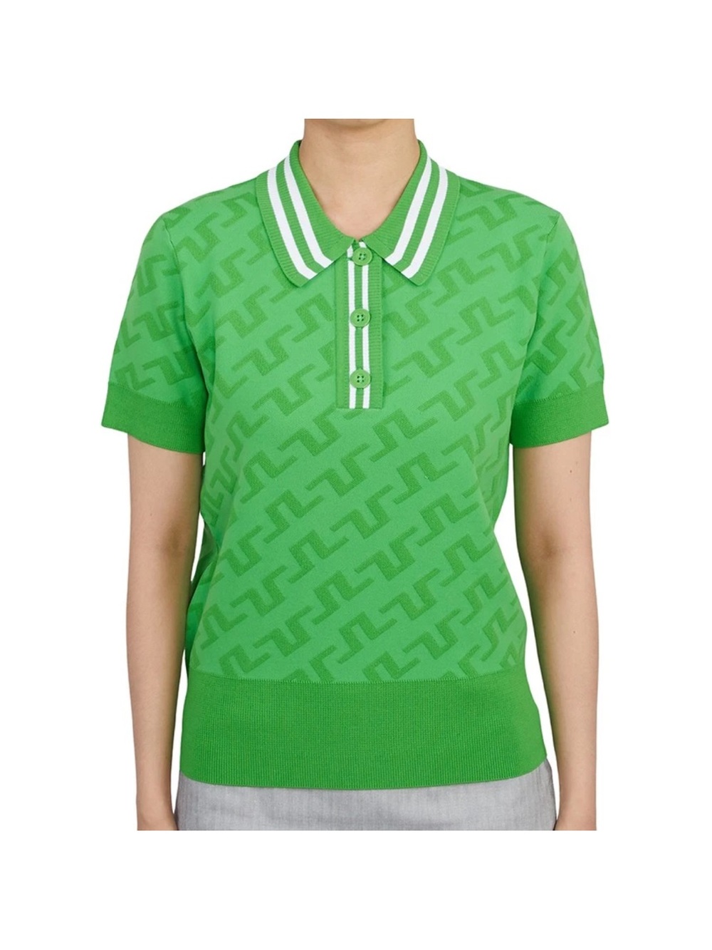Women’s J. Lindeberg Arya Knitted Jacquard Monogram Quiet Luxury Polo